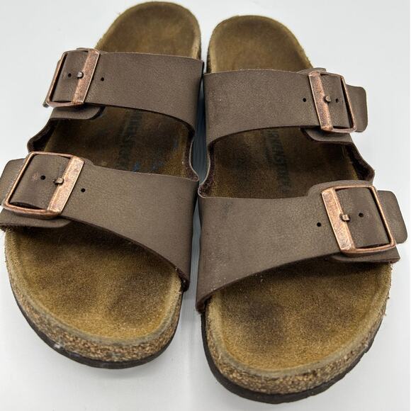 Birkenstock Arizona Sandals Size 34 EU (Kids/Small) Brown Leather Copper Buckles - Picture 2 of 16